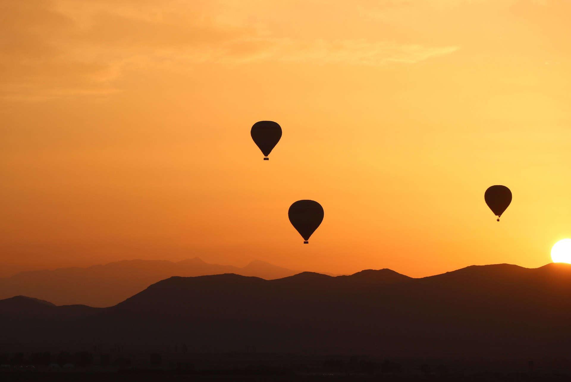 hot air balloon at sunrise