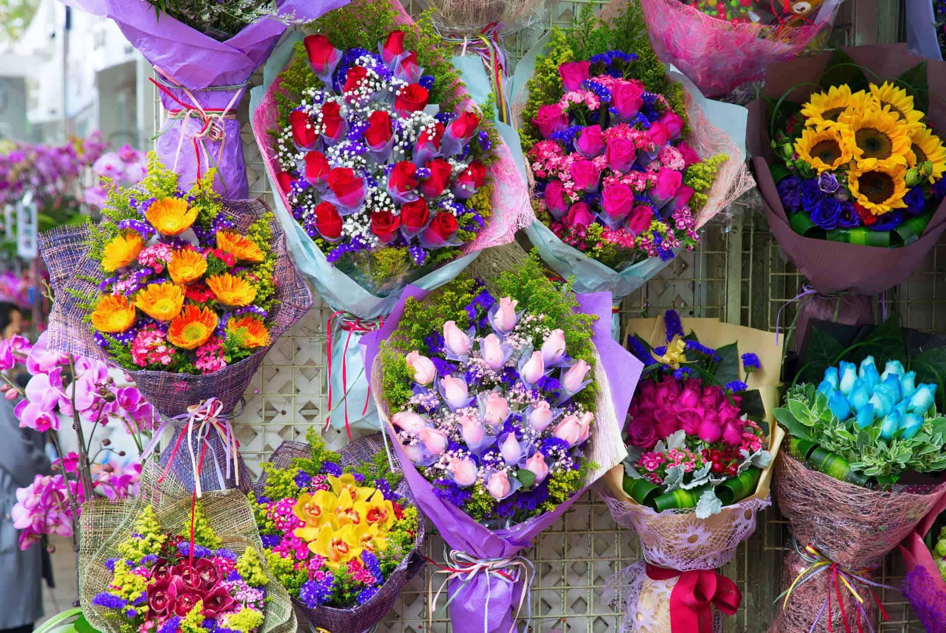 bouquets from the flower market in hong kong