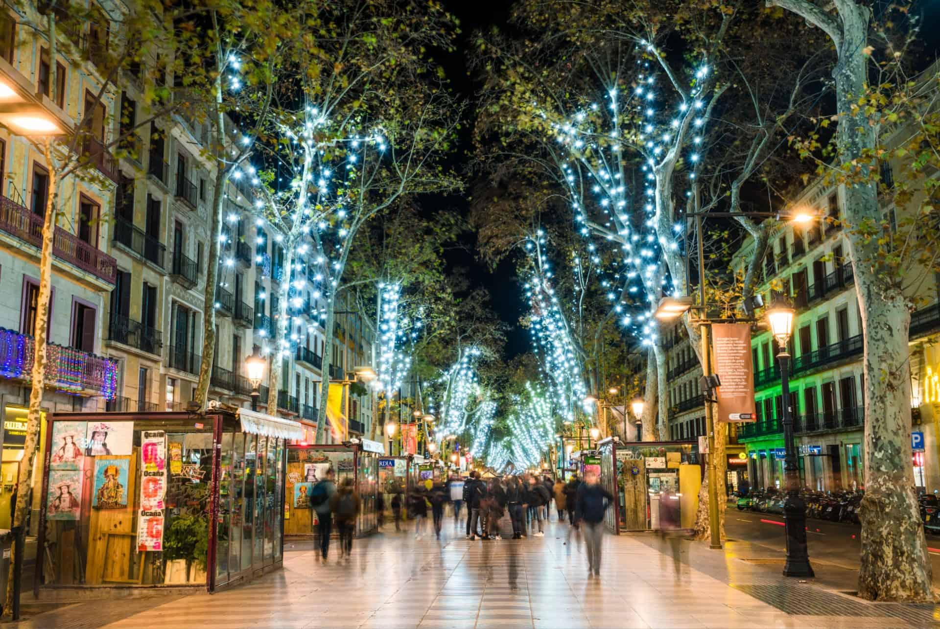 Las Ramblas in Barcelona in December