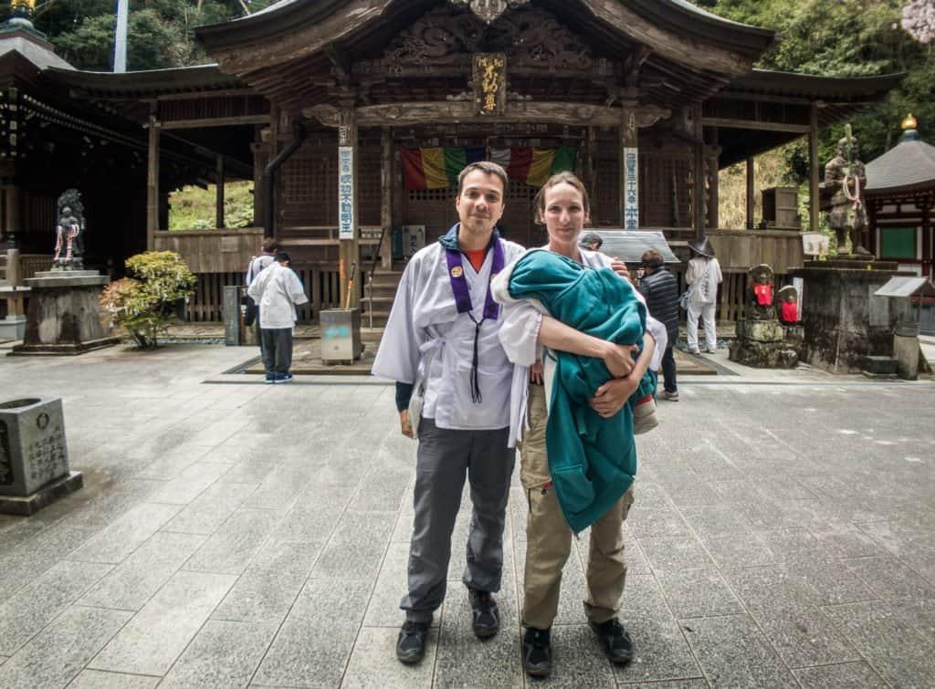 Shikoku, pilgrimage, pilgrim, family, baby, Japan, travel, temple, 32, temple 32, view, sea, ocean, mom, Amandine, traveler, Japanese, temple 36, dad, François