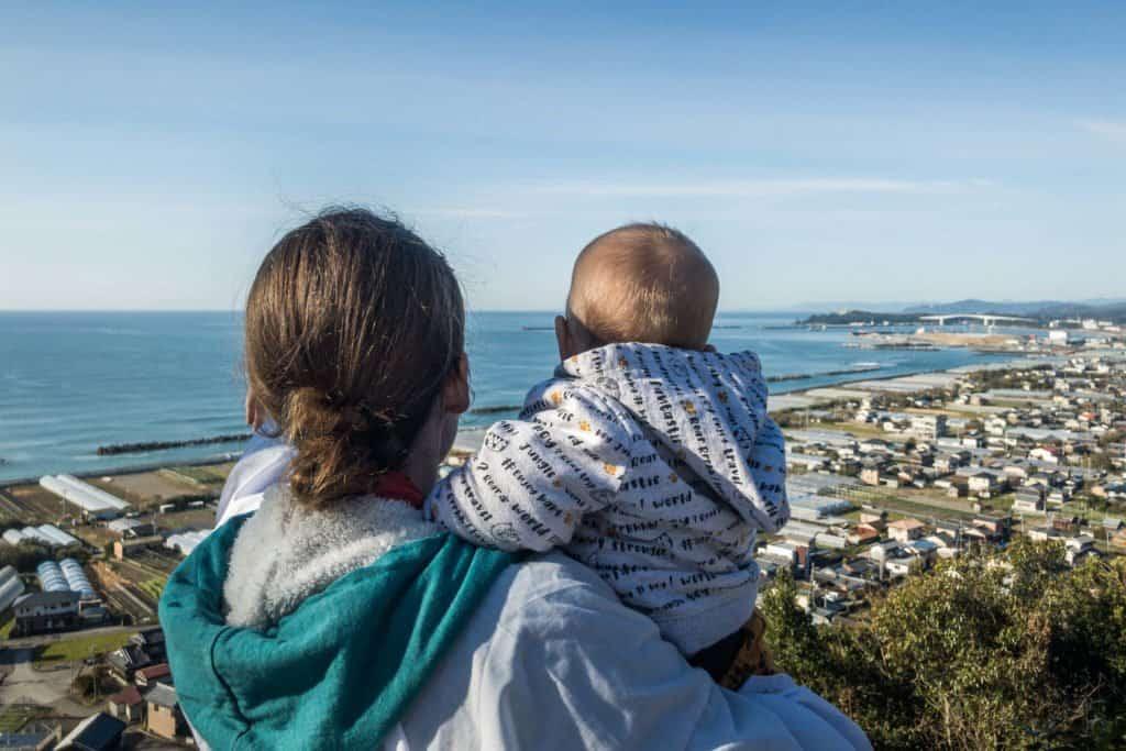 Shikoku, pilgrimage, pilgrim, family, baby, Japan, travel, temple, 32, temple 32, view, sea, ocean, mom, Amandine, traveler