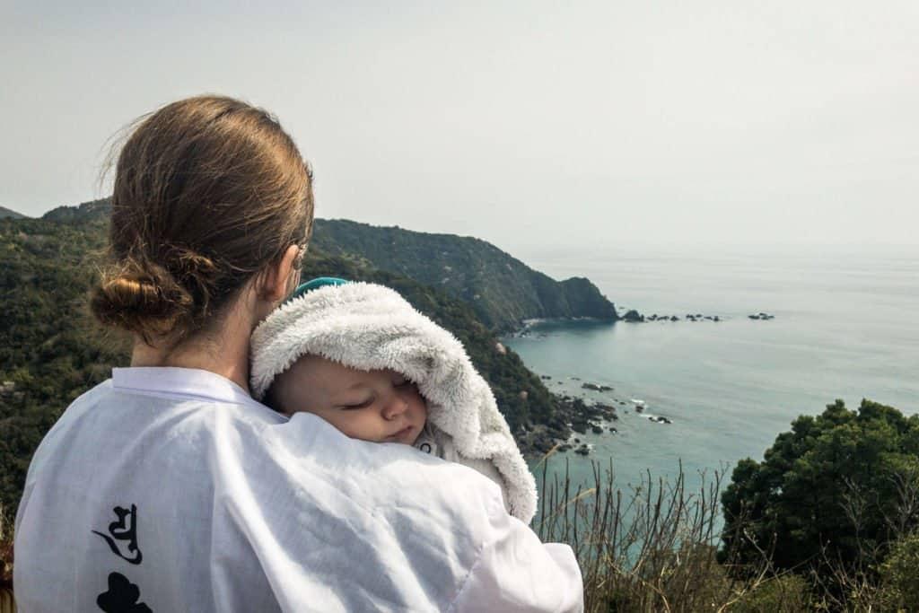 Shikoku, pilgrimage, pilgrim, family, baby, Japan, travel, temple, 32, temple 32, view, sea, ocean, mom, Amandine, traveler