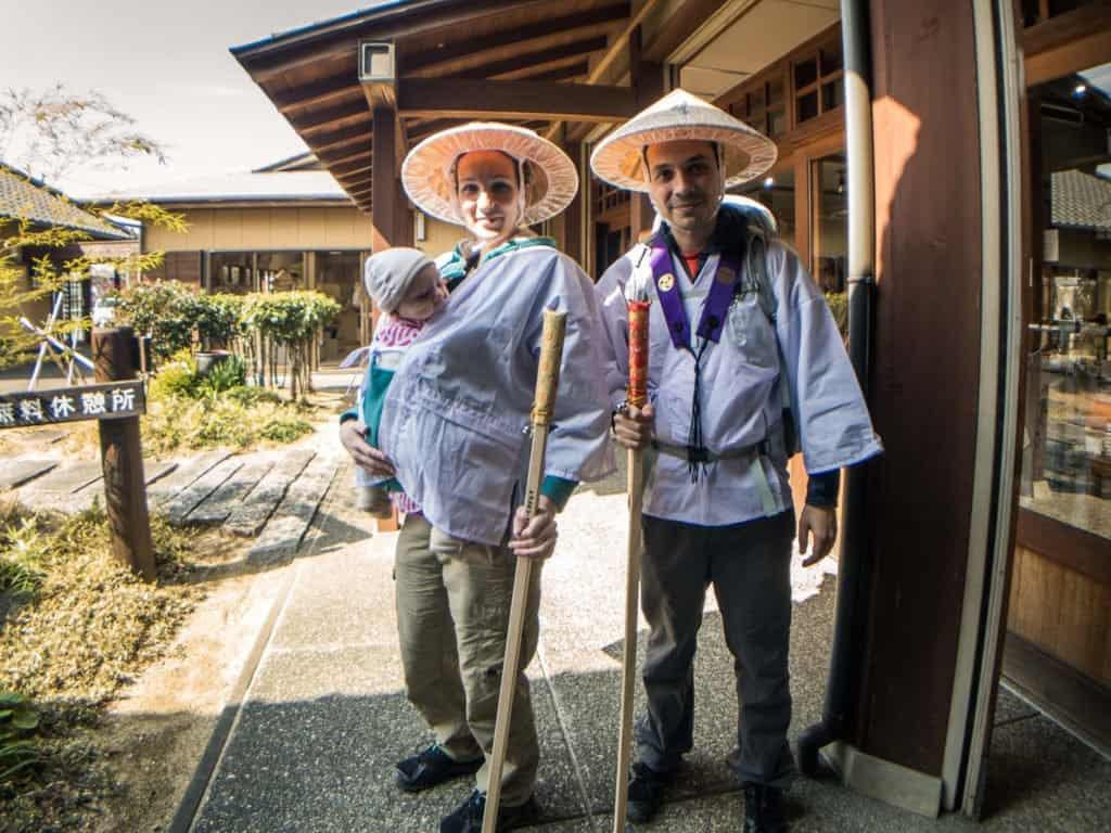 Shikoku, pilgrimage, pilgrim, family, baby, Japan, travel, henro, ohenro, outfits, dad, mom, Amandine, François, Manoa
