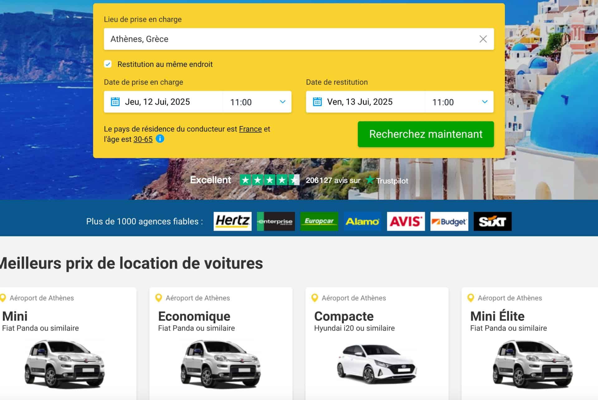 DiscoverCars car rental platform in Athens