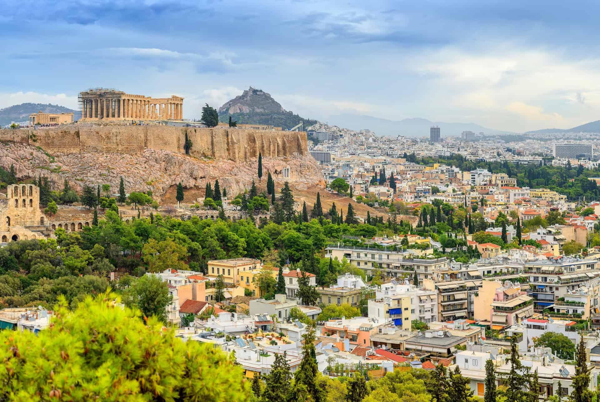 car rental in Athens city view