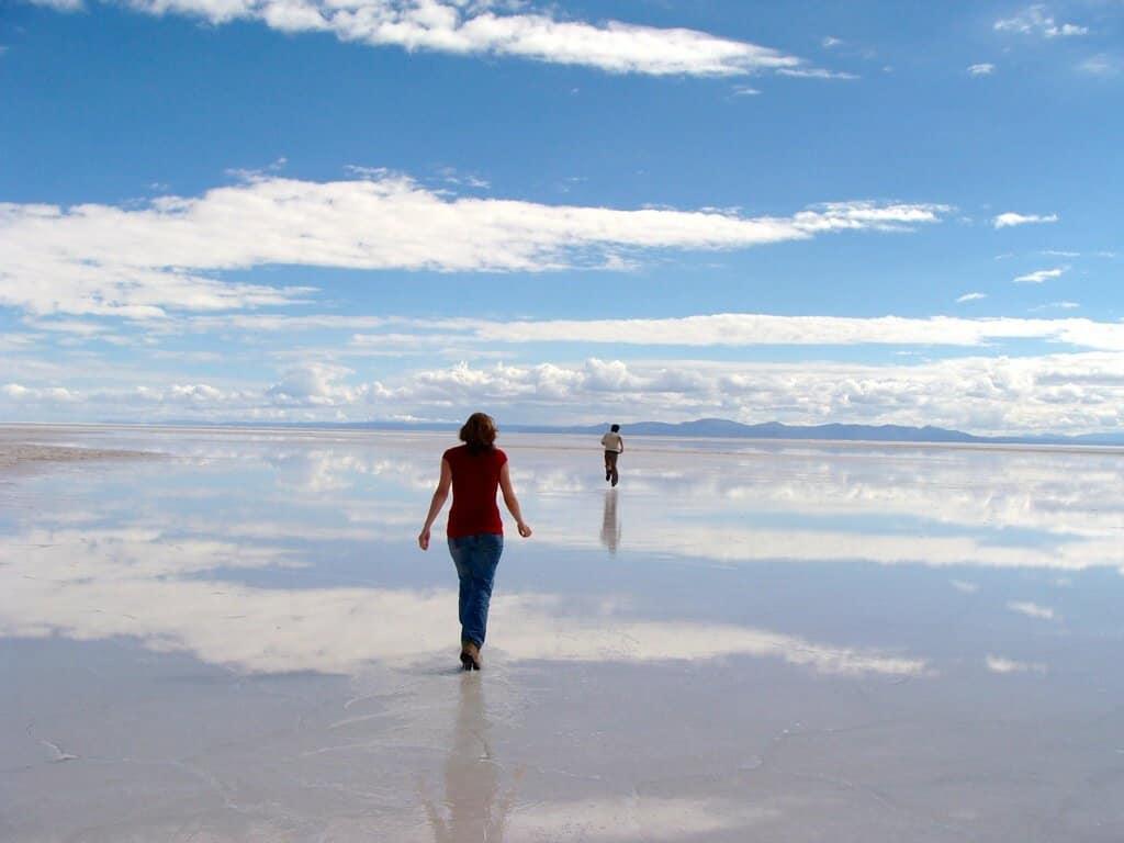 Amandine and François, Uyuni underwater, Bolivia