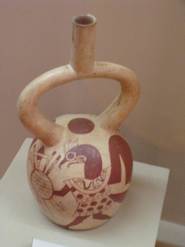 Typical Moche ceramics in red and cream colors