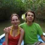 On a small motorboat among the mangrove islands