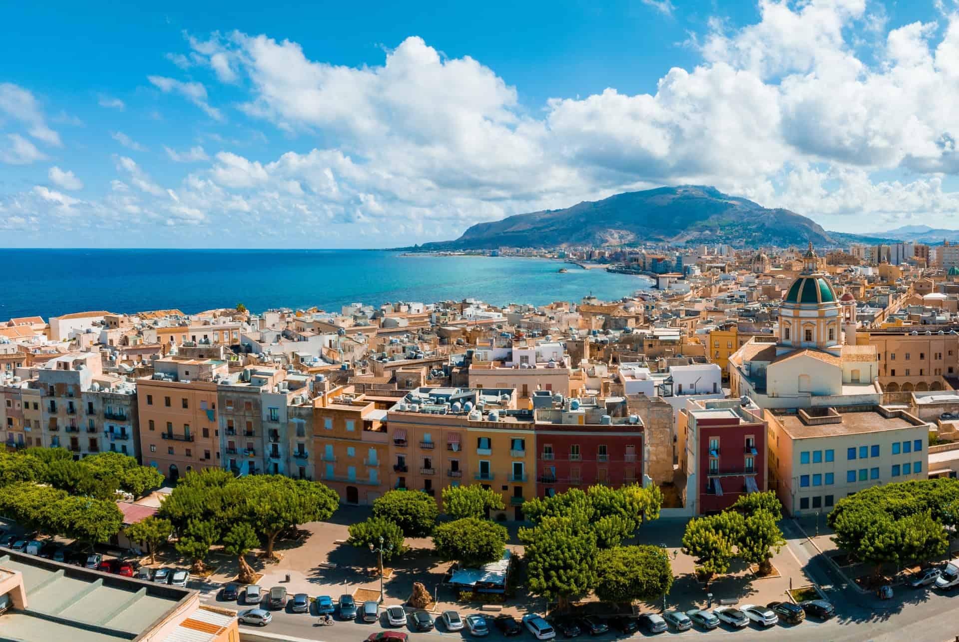 Aerial view of Trapani's port