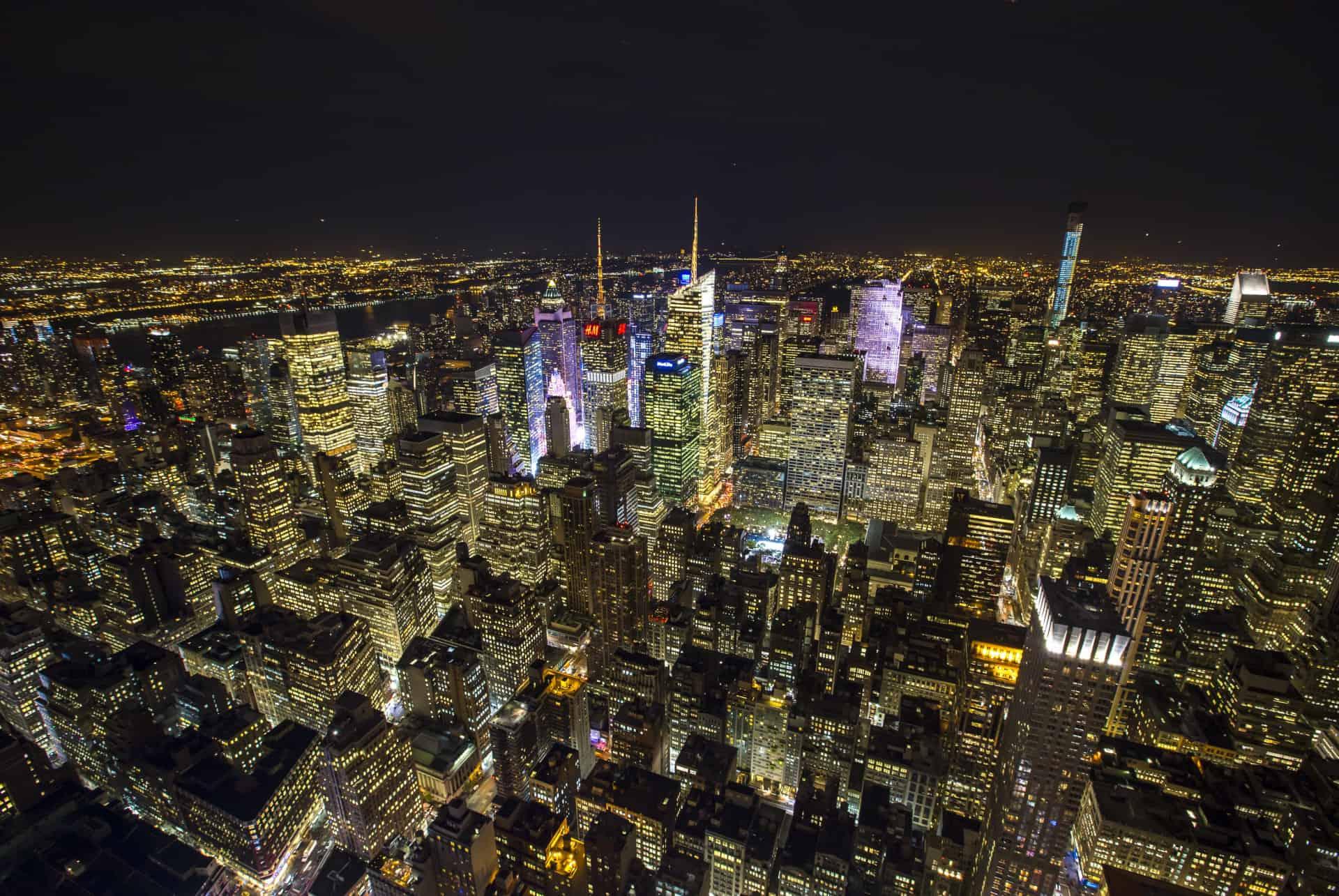 night helicopter flight over New York